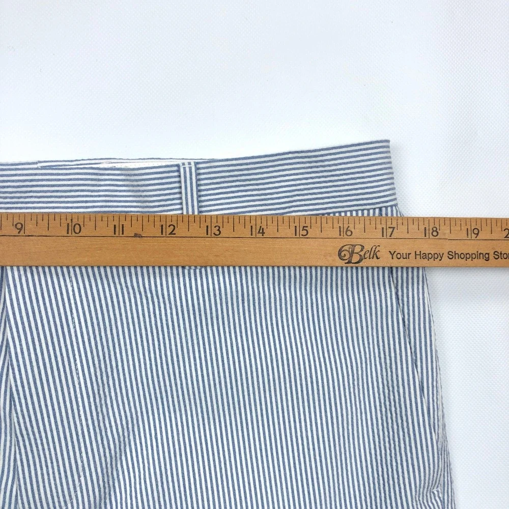 Banana Republic Tailored Fit Seersucker Striped Pants Mens 33x32 Blue White